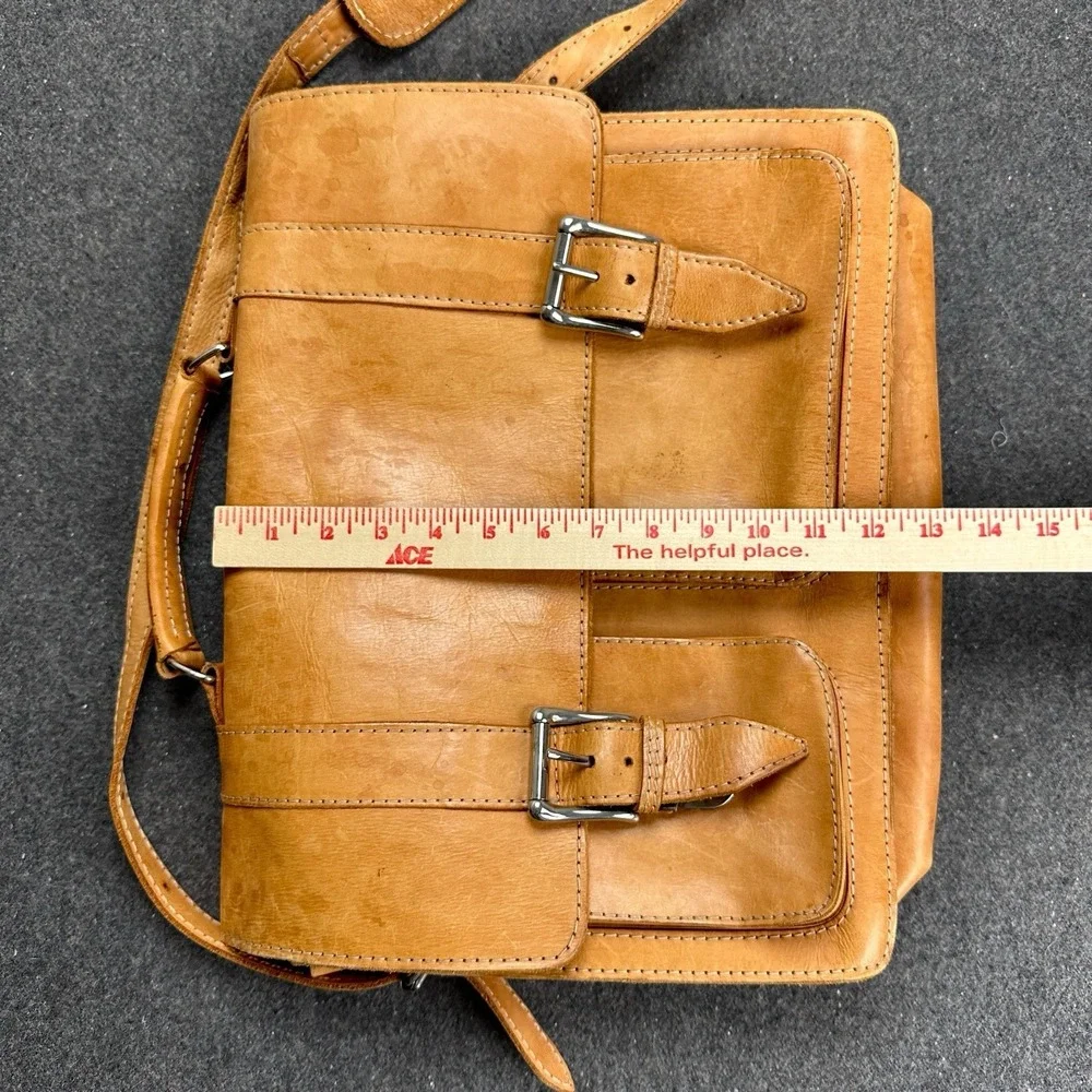 Vintage M.R. Canoa Industria Argentina Cowhide‎ Leather Messenger Bag Satchel